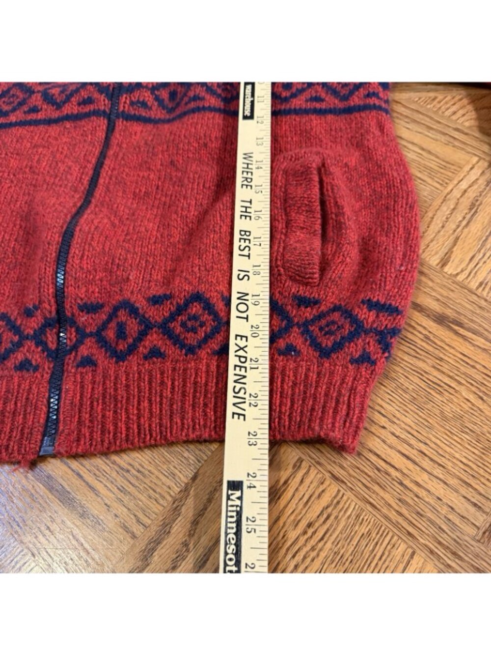 Vintage LL Bean Womens Wool Nylon Blend Full Zip Sweater Medium Nordic Geometric - Picture 5 of 6